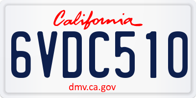 CA license plate 6VDC510