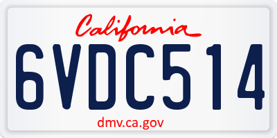CA license plate 6VDC514