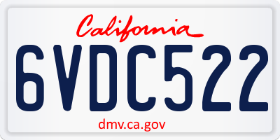 CA license plate 6VDC522