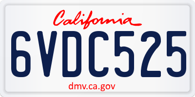 CA license plate 6VDC525