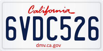 CA license plate 6VDC526