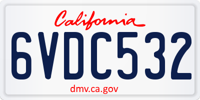 CA license plate 6VDC532