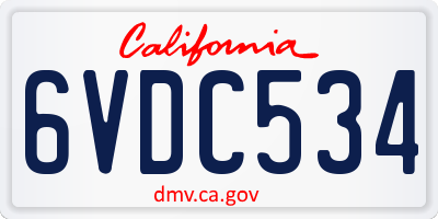 CA license plate 6VDC534