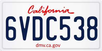 CA license plate 6VDC538