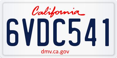 CA license plate 6VDC541