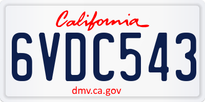 CA license plate 6VDC543