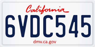 CA license plate 6VDC545