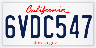 CA license plate 6VDC547