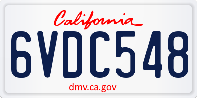 CA license plate 6VDC548