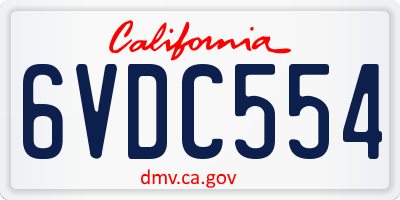 CA license plate 6VDC554