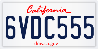 CA license plate 6VDC555