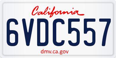 CA license plate 6VDC557