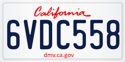 CA license plate 6VDC558