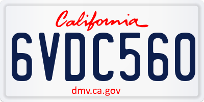 CA license plate 6VDC560