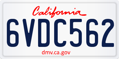 CA license plate 6VDC562