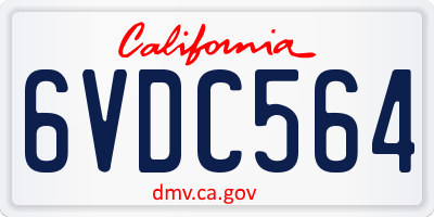 CA license plate 6VDC564