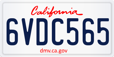 CA license plate 6VDC565