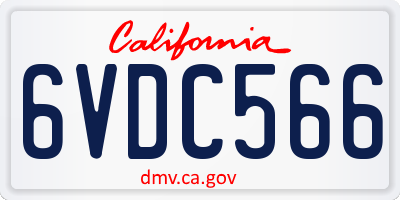 CA license plate 6VDC566