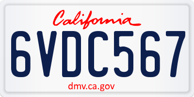 CA license plate 6VDC567