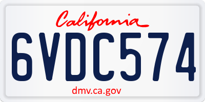 CA license plate 6VDC574