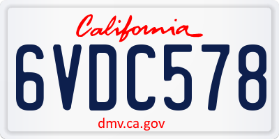 CA license plate 6VDC578
