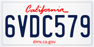 CA license plate 6VDC579