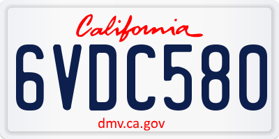 CA license plate 6VDC580