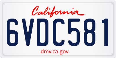 CA license plate 6VDC581