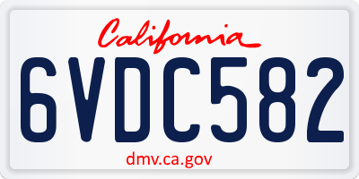 CA license plate 6VDC582