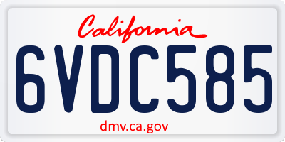 CA license plate 6VDC585