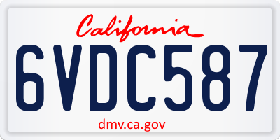CA license plate 6VDC587