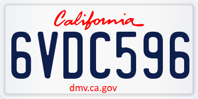 CA license plate 6VDC596
