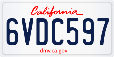 CA license plate 6VDC597