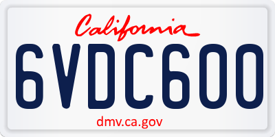 CA license plate 6VDC600