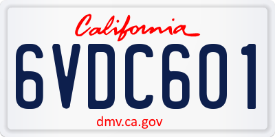 CA license plate 6VDC601