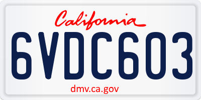 CA license plate 6VDC603