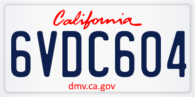 CA license plate 6VDC604