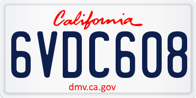 CA license plate 6VDC608
