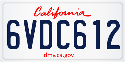 CA license plate 6VDC612
