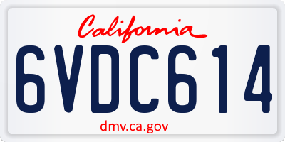 CA license plate 6VDC614