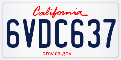 CA license plate 6VDC637