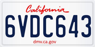 CA license plate 6VDC643