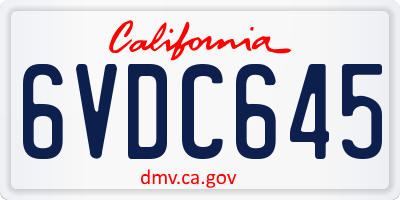 CA license plate 6VDC645