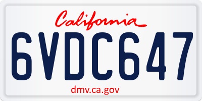 CA license plate 6VDC647