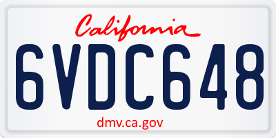 CA license plate 6VDC648