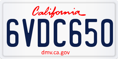 CA license plate 6VDC650
