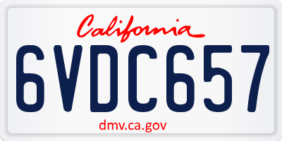 CA license plate 6VDC657