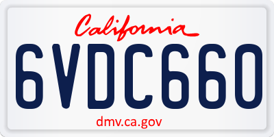 CA license plate 6VDC660