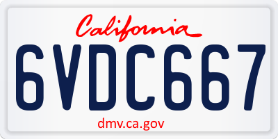 CA license plate 6VDC667