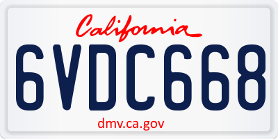 CA license plate 6VDC668
